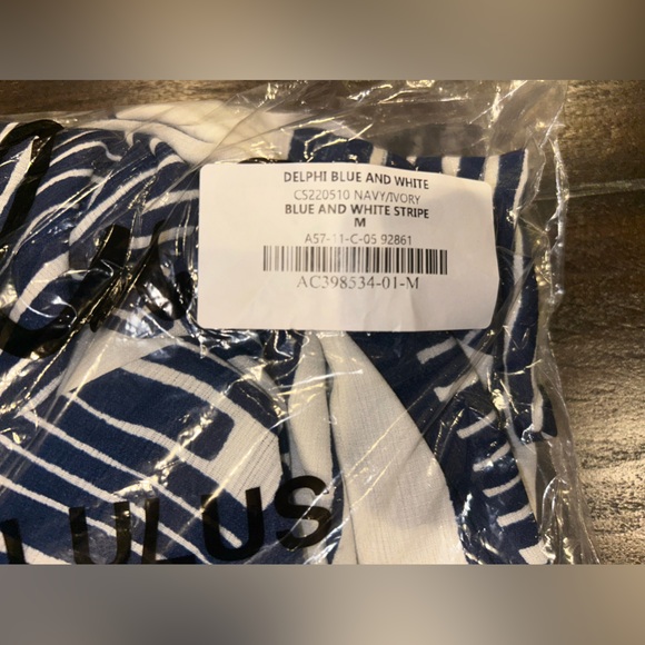 Brand new in package Lulus Delphi blue& White striped tie front strapless romper - Picture 3 of 7